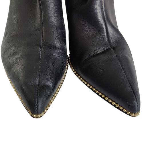 Coach Women's Sz 8 Wynie Bootie Cinched Black Leather Pointy Toe Stiletto Heel - Picture 8 of 10